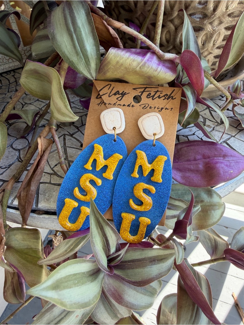 Blue & Gold 'MSU' Statement Earrings